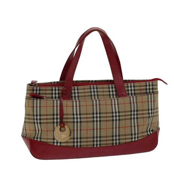 Burberrys Nova Check Hand Bag Canvas Beige Auth 78335 - Picture 1 of 16